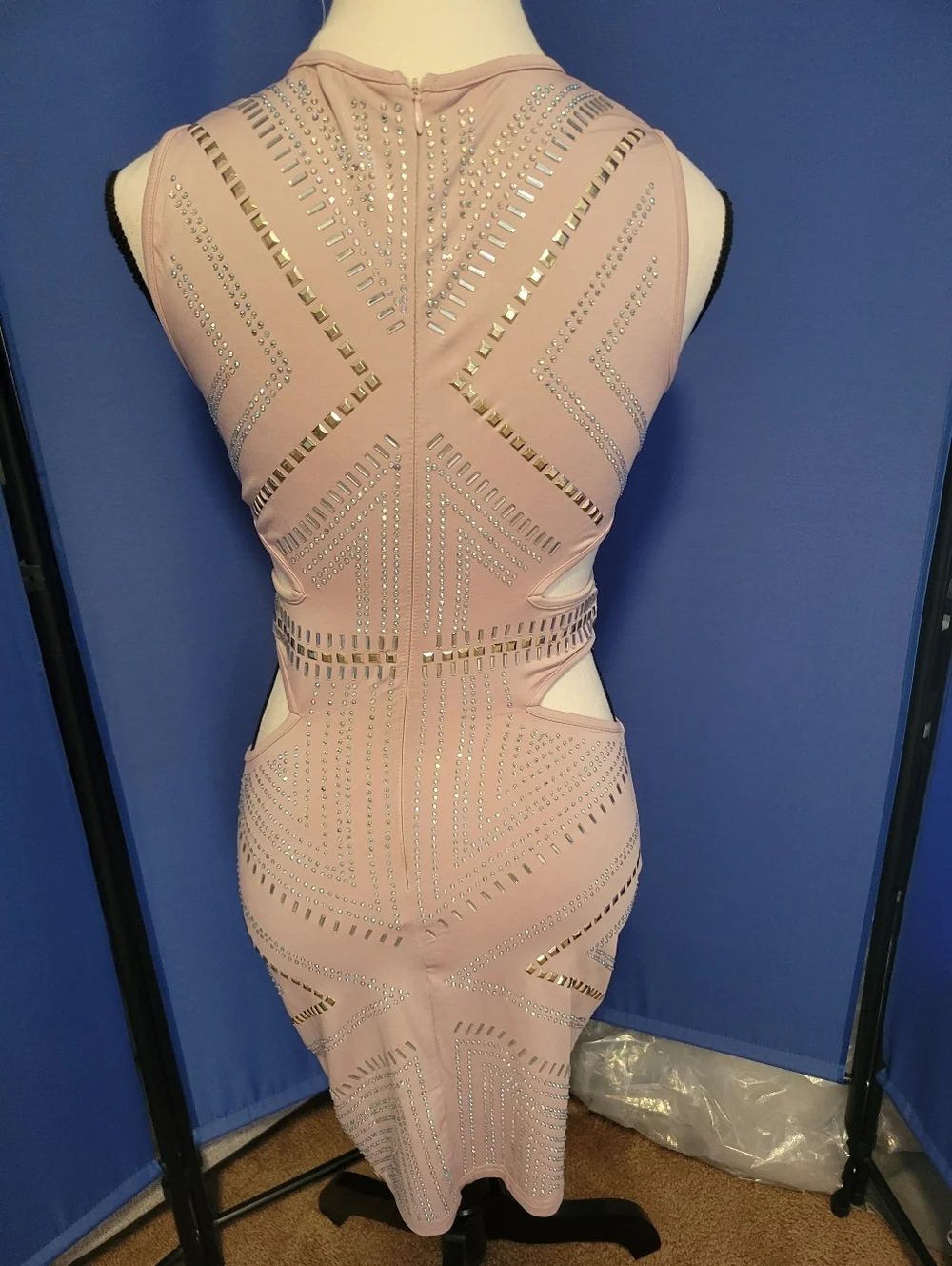 Banjul Blush Cutout Embellished Bodycon Dress